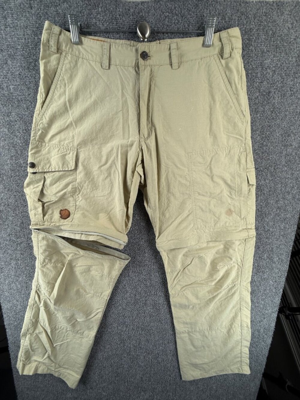 Fjallraven Karl Zip Off Regular Low 112083 Convertible Beige Pants Men 34X30.5